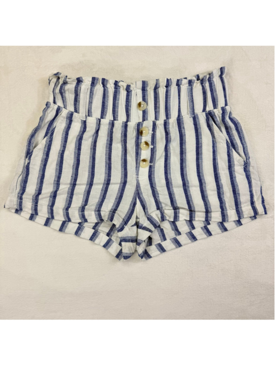 Rewash Pants - Women's Rewash High Waist Striped Shorts Medium White Blue